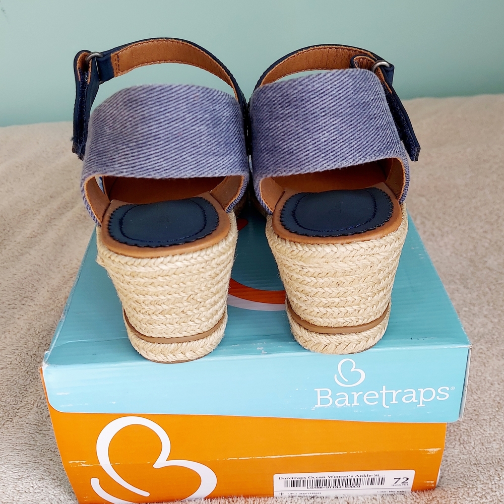Baretraps Ocean In Hawaii Women's Size 9 Blue Wedge Espadrille Shoes - Picture 9 of 15